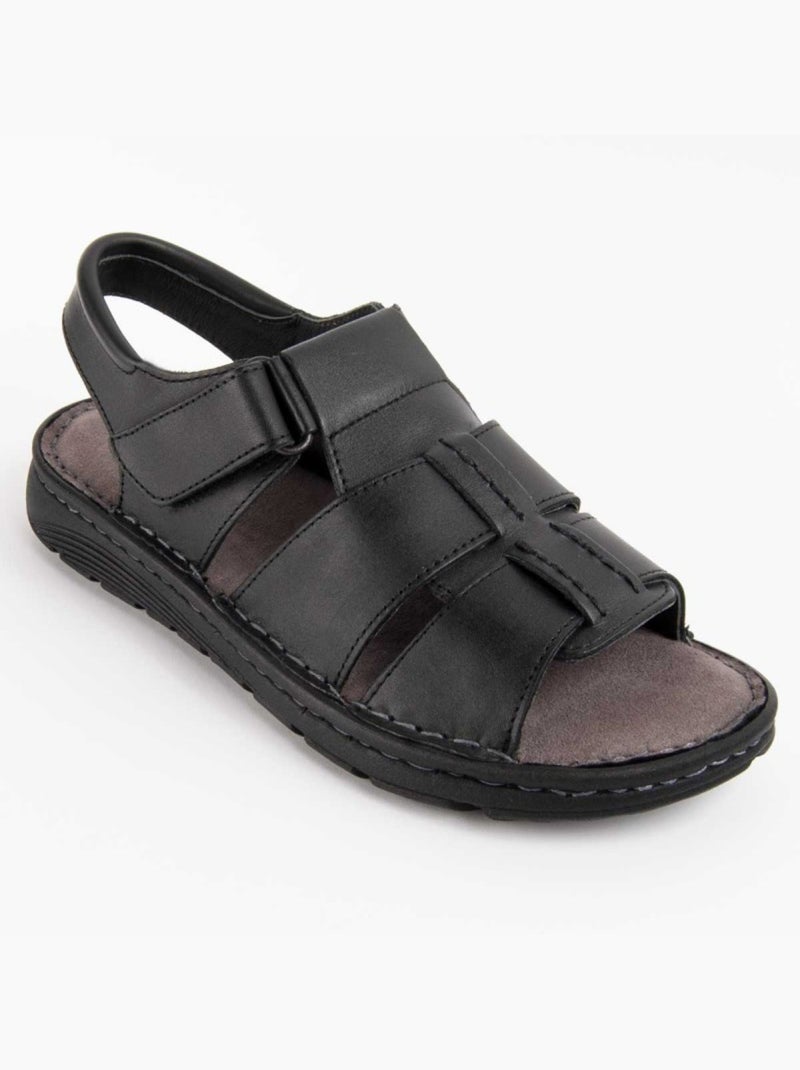 Sandalo Pelle Naturale Purapiel Nero - Kiabi