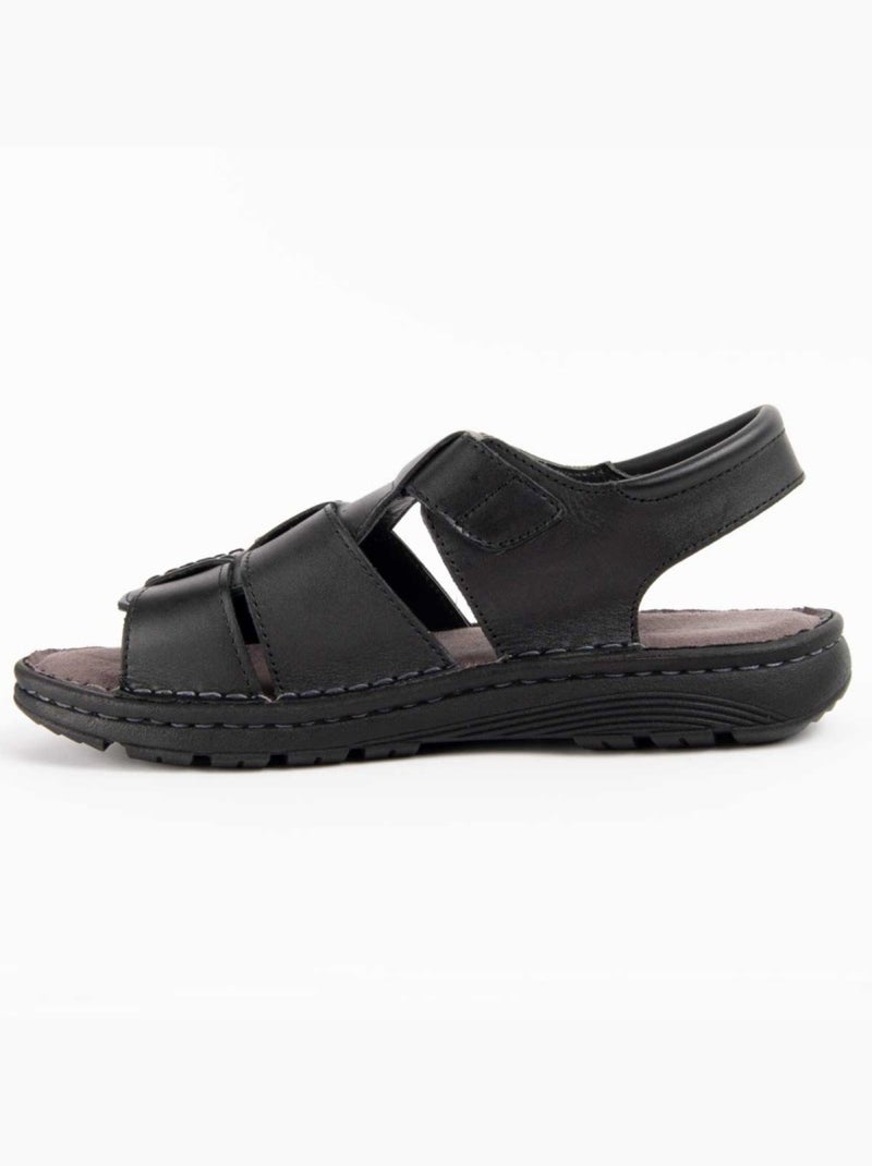 Sandalo Pelle Naturale Purapiel Nero - Kiabi