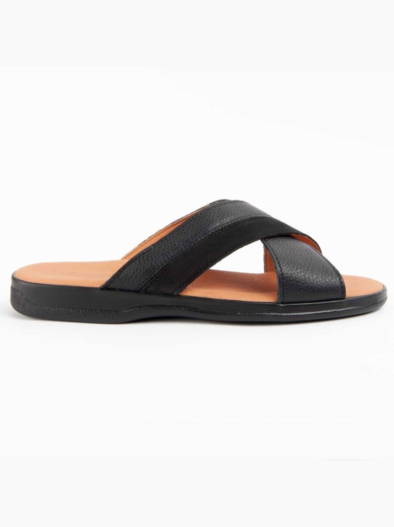 Sandalo Pelle Naturale Purapiel Nero - Kiabi