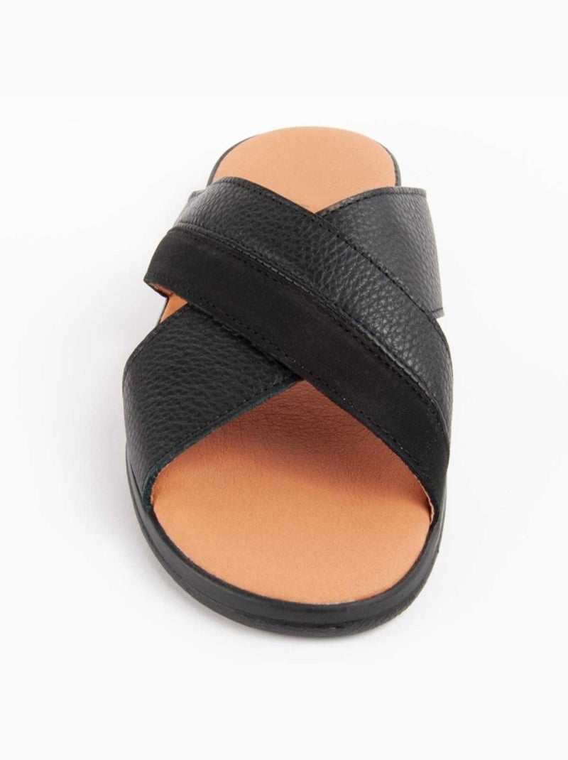 Sandalo Pelle Naturale Purapiel Nero - Kiabi