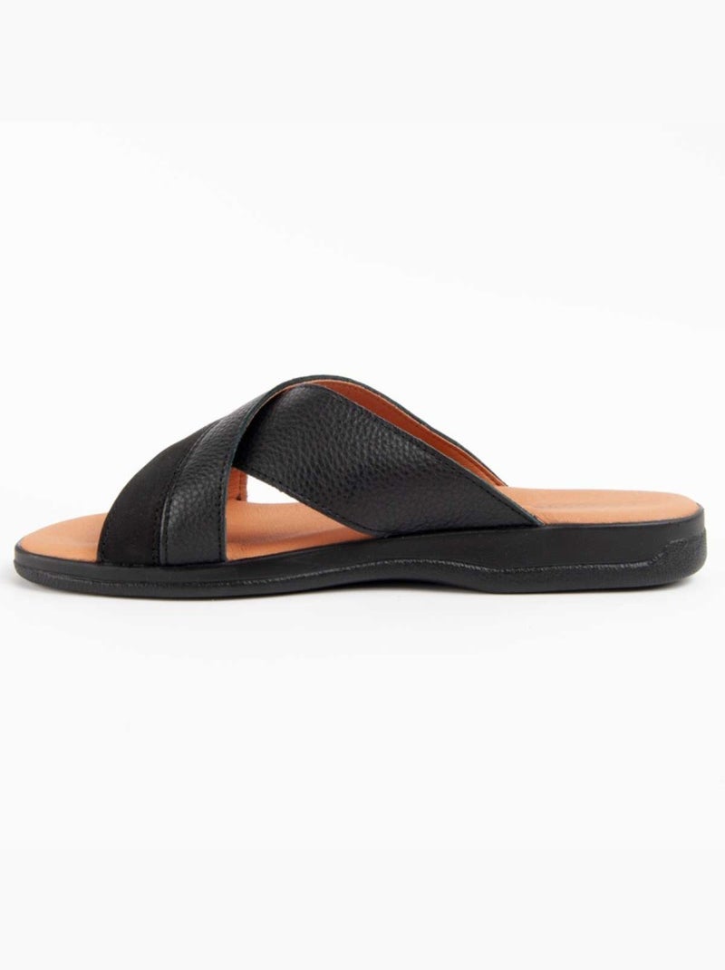 Sandalo Pelle Naturale Purapiel Nero - Kiabi
