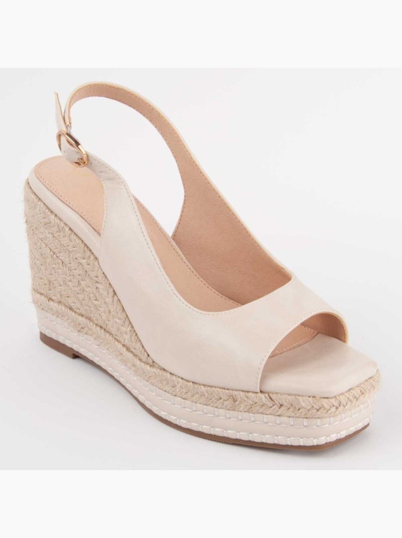 Sandalo Sparto Zeppa Materiale Sintetico Montevita Beige - Kiabi
