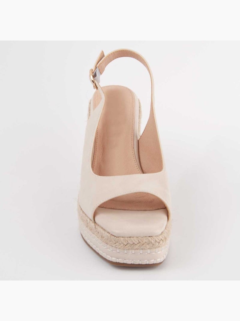 Sandalo Sparto Zeppa Materiale Sintetico Montevita Beige - Kiabi
