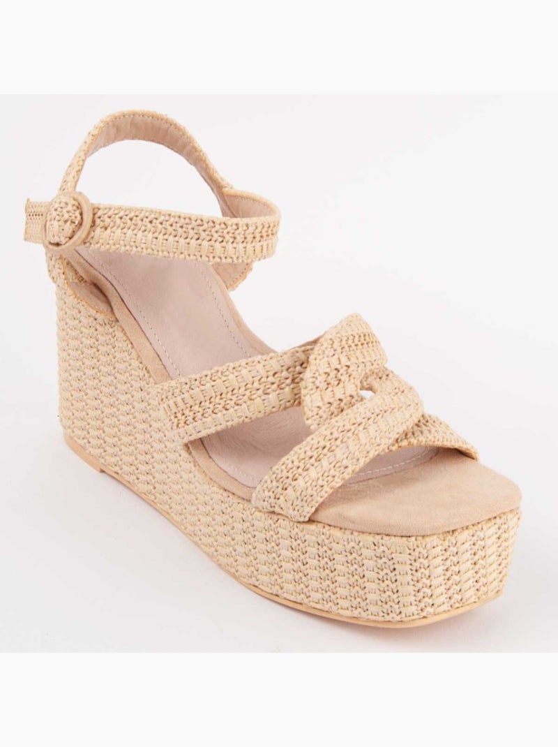 Sandalo Sparto Zeppa Materiale Sintetico Montevita Beige - Kiabi