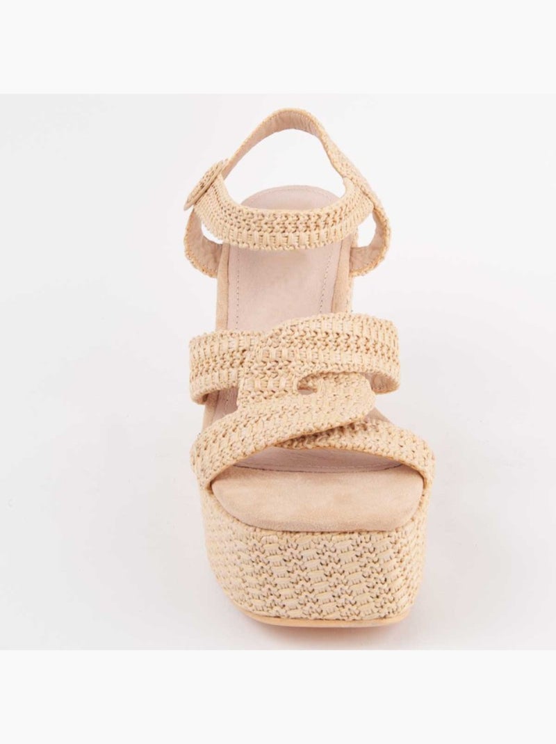 Sandalo Sparto Zeppa Materiale Sintetico Montevita Beige - Kiabi