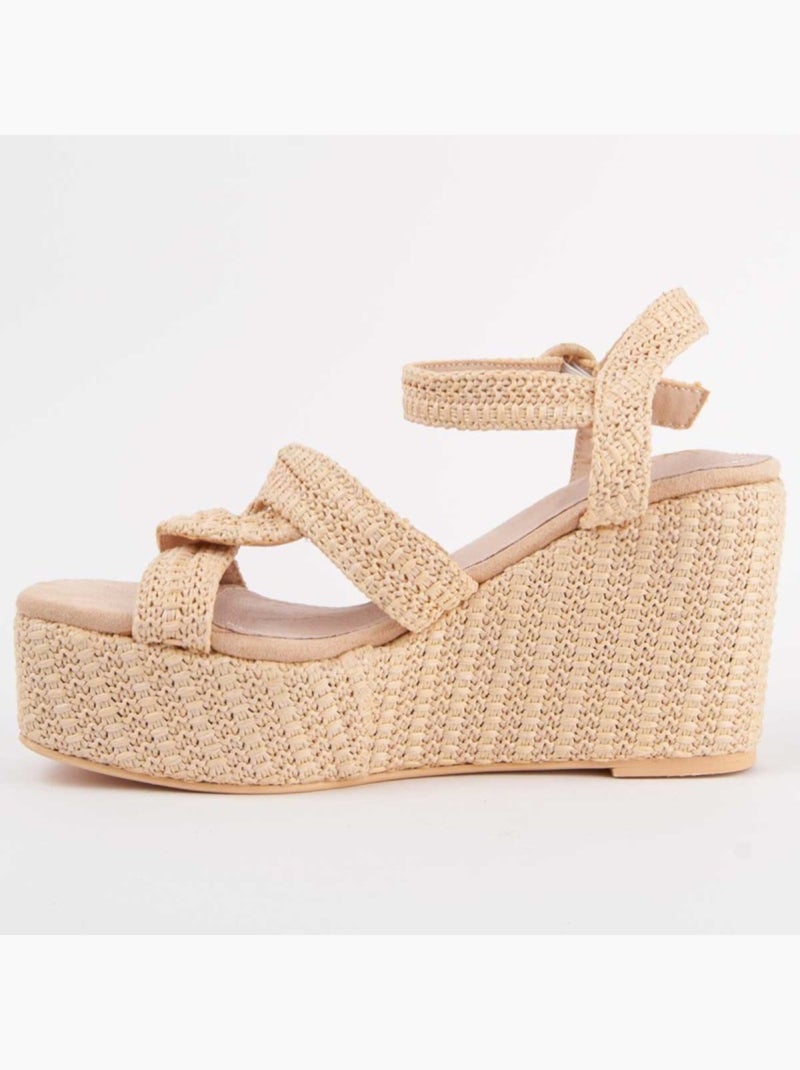 Sandalo Sparto Zeppa Materiale Sintetico Montevita Beige - Kiabi
