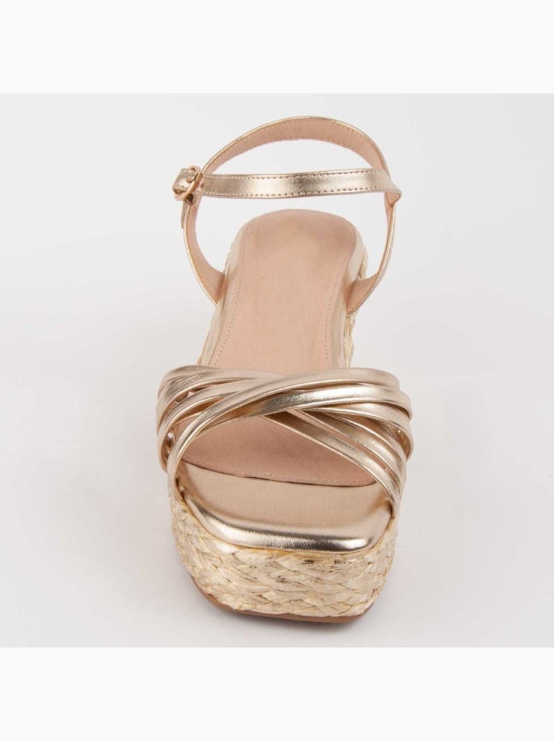 Sandalo Sparto Zeppa Materiale Sintetico Montevita Dorato/Oro - Kiabi