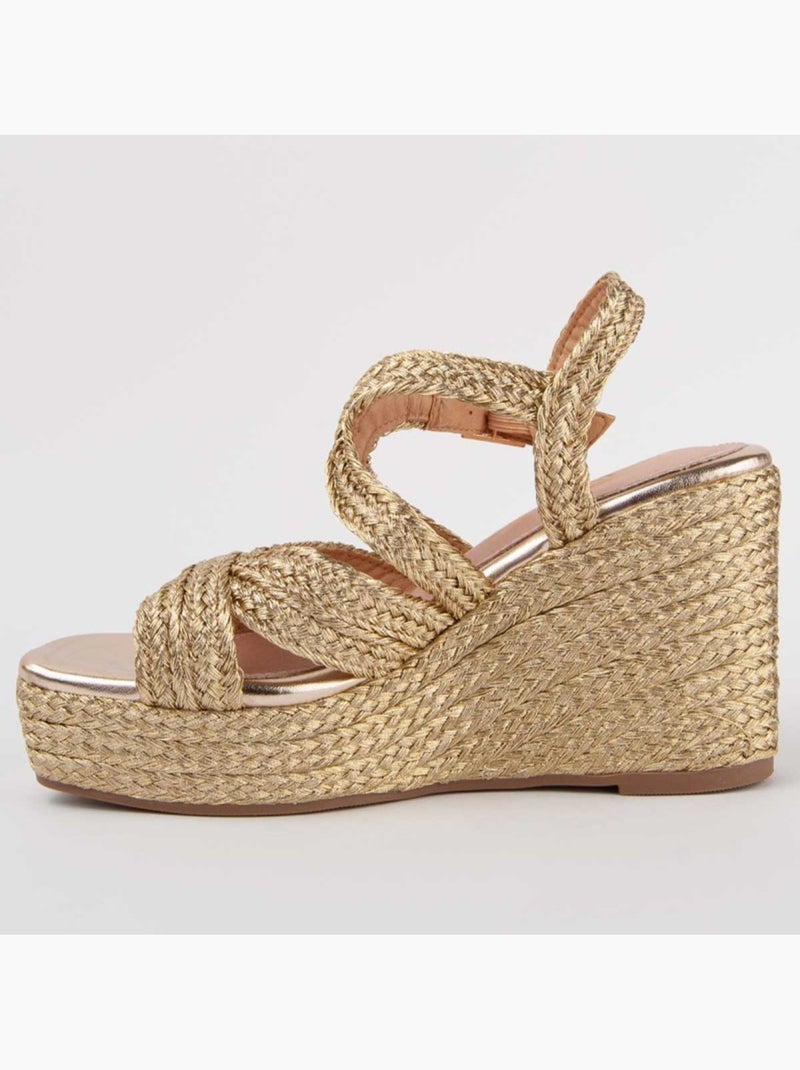 Sandalo Sparto Zeppa Materiale Sintetico Montevita Dorato/Oro - Kiabi