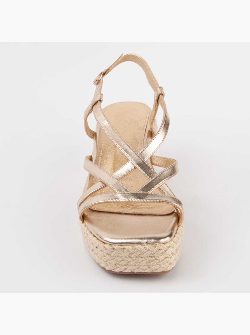 Sandalo Sparto Zeppa Materiale Sintetico Montevita Dorato/Oro - Kiabi