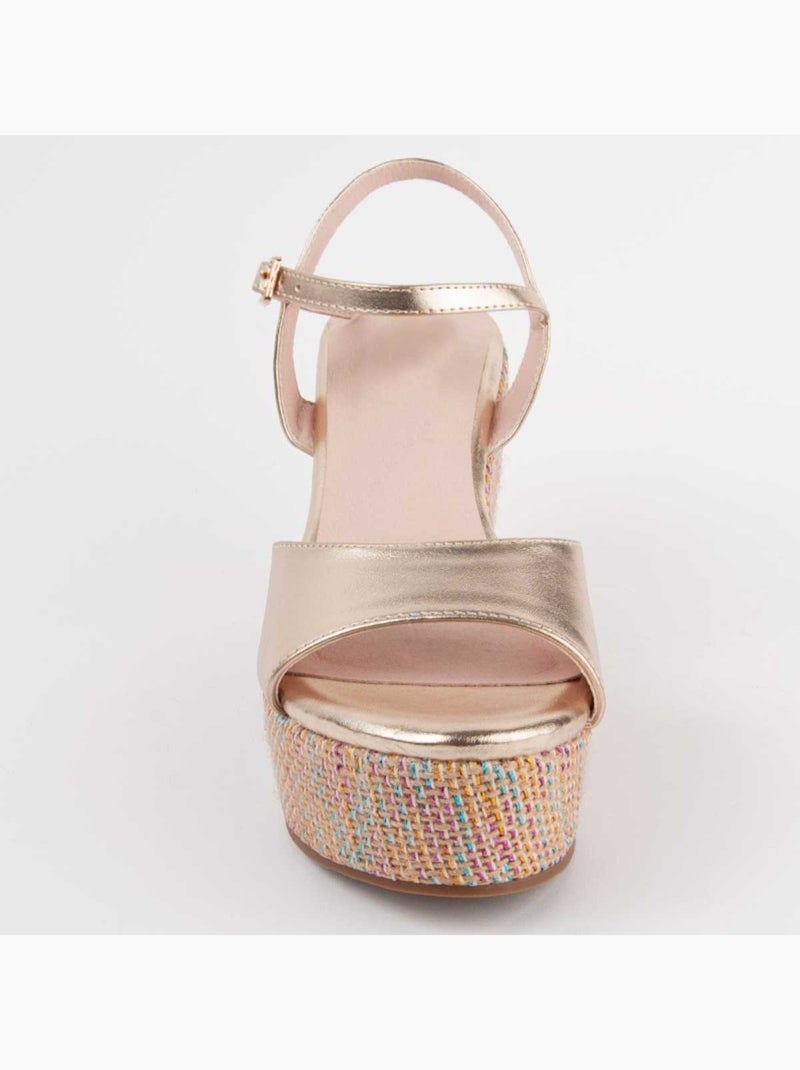 Sandalo Sparto Zeppa Materiale Sintetico Montevita Dorato/Oro - Kiabi