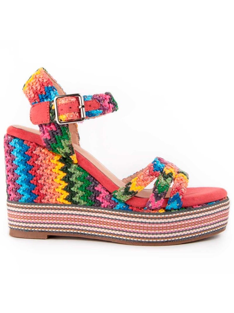 Sandalo Sparto Zeppa Materiale Sintetico Montevita Multicolore - Kiabi