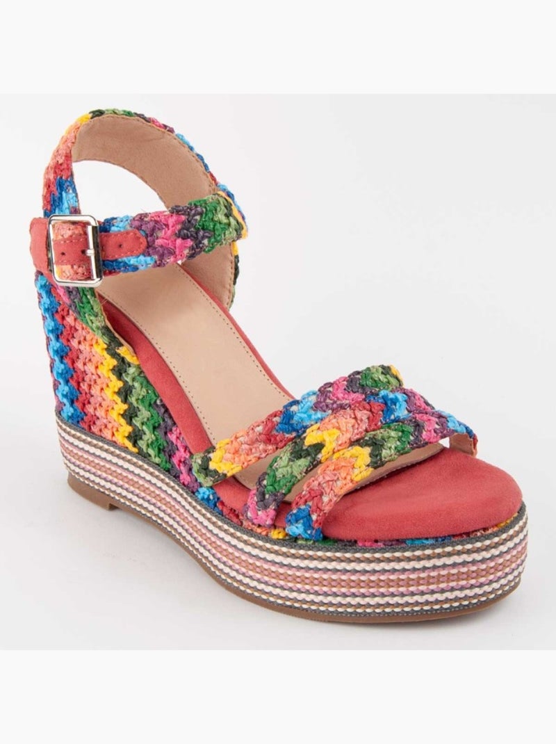 Sandalo Sparto Zeppa Materiale Sintetico Montevita Multicolore - Kiabi