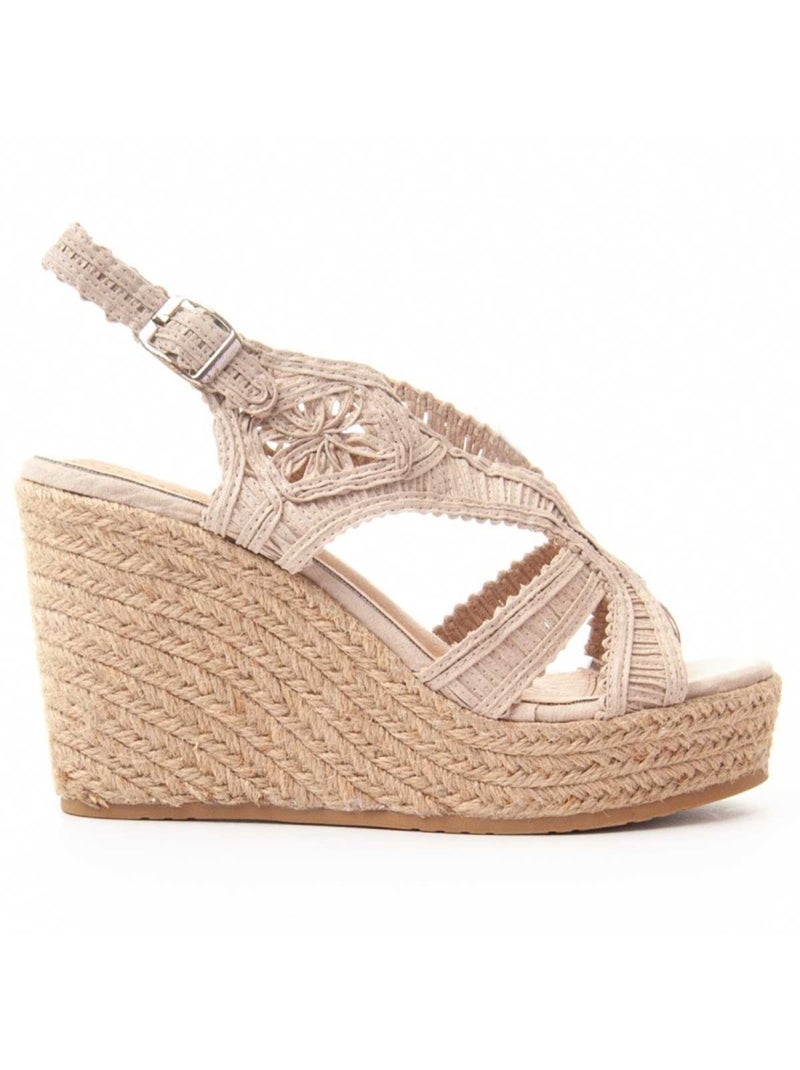 Sandalo Sparto Zeppa Tessuto Montevita Beige - Kiabi