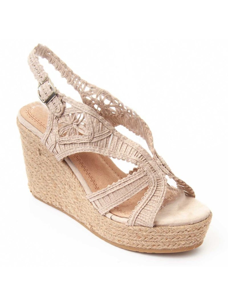 Sandalo Sparto Zeppa Tessuto Montevita Beige - Kiabi