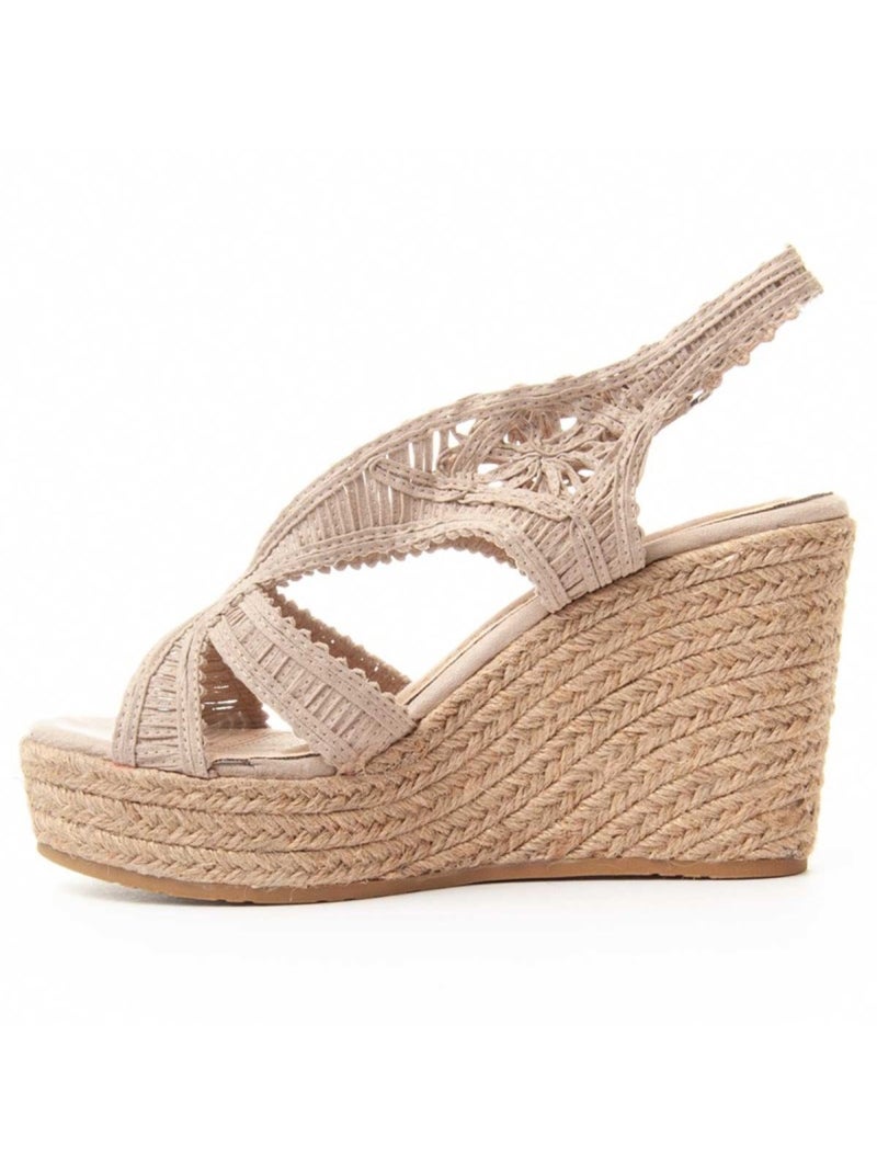 Sandalo Sparto Zeppa Tessuto Montevita Beige - Kiabi