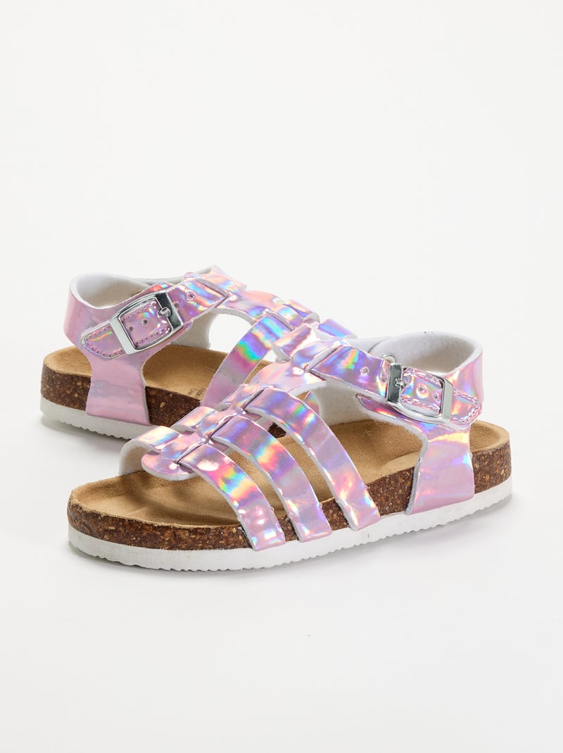 Sandalo stampato tinta unita in simil suede Rosa - Kiabi