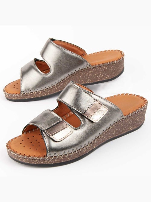 Sandalo Zeppa Pelle Naturale Purapiel - Kiabi