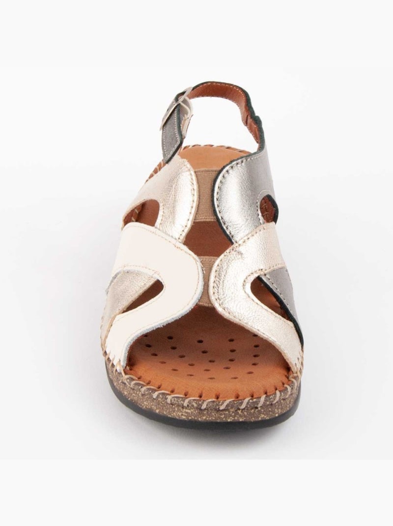 Sandalo Zeppa Pelle Naturale Purapiel Beige - Kiabi