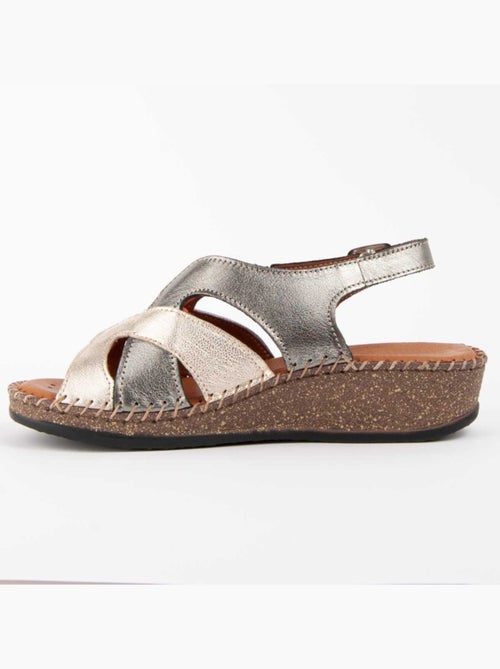 Sandalo Zeppa Pelle Naturale Purapiel - Kiabi