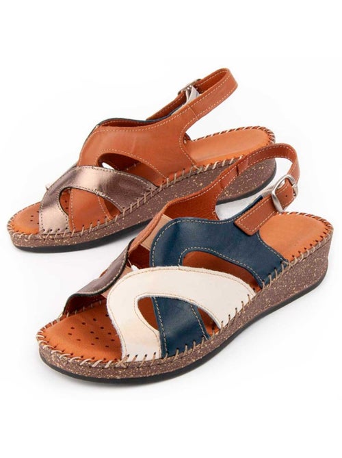 Sandalo Zeppa Pelle Naturale Purapiel - Kiabi