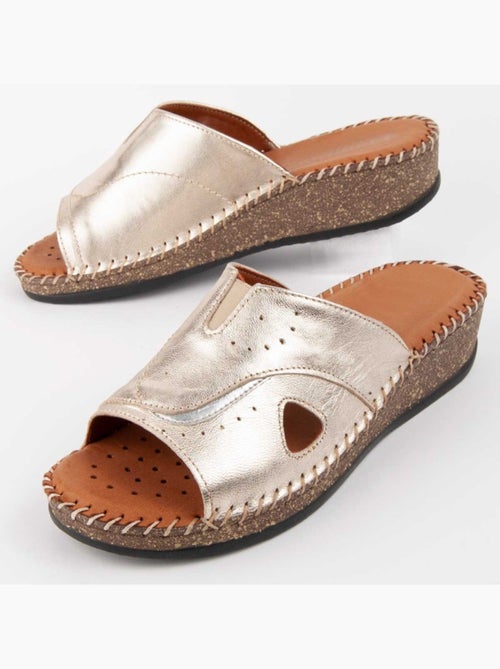 Sandalo Zeppa Pelle Naturale Purapiel - Kiabi