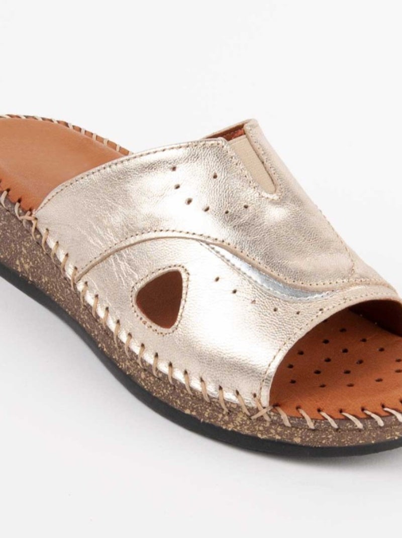 Sandalo Zeppa Pelle Naturale Purapiel Dorato/Oro - Kiabi