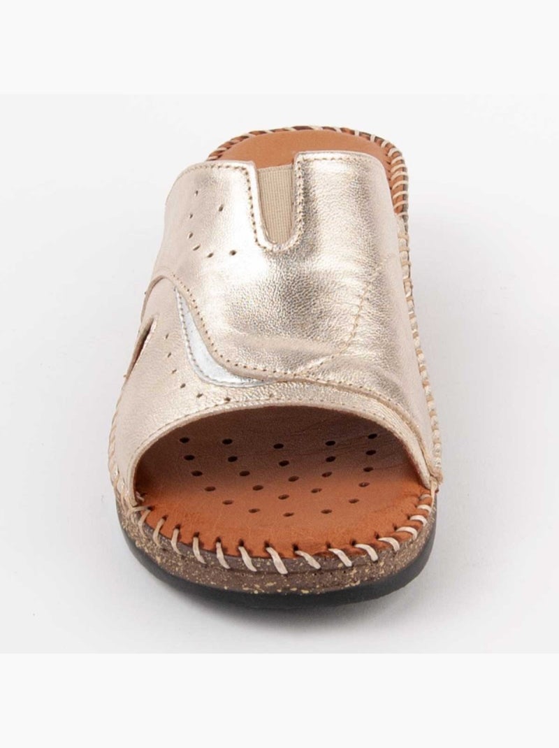 Sandalo Zeppa Pelle Naturale Purapiel Dorato/Oro - Kiabi