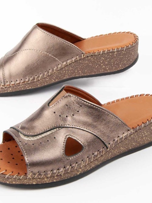 Sandalo Zeppa Pelle Naturale Purapiel - Kiabi