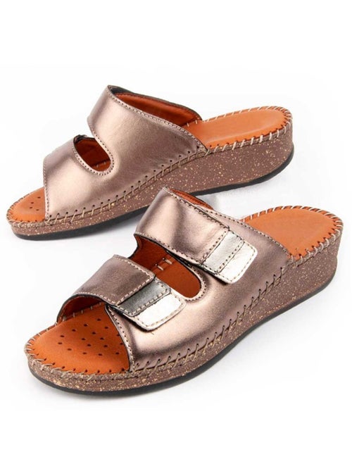 Sandalo Zeppa Pelle Naturale Purapiel - Kiabi