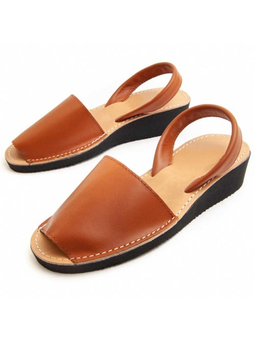 Sandalo Zeppa Pelle Naturale Purapiel - Kiabi