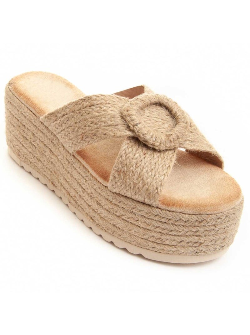 Sandalo Zeppa Tessuto Montevita Beige - Kiabi