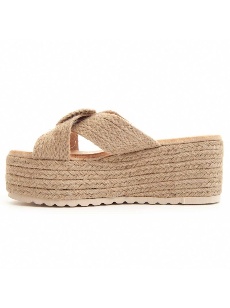 Sandalo Zeppa Tessuto Montevita Beige - Kiabi