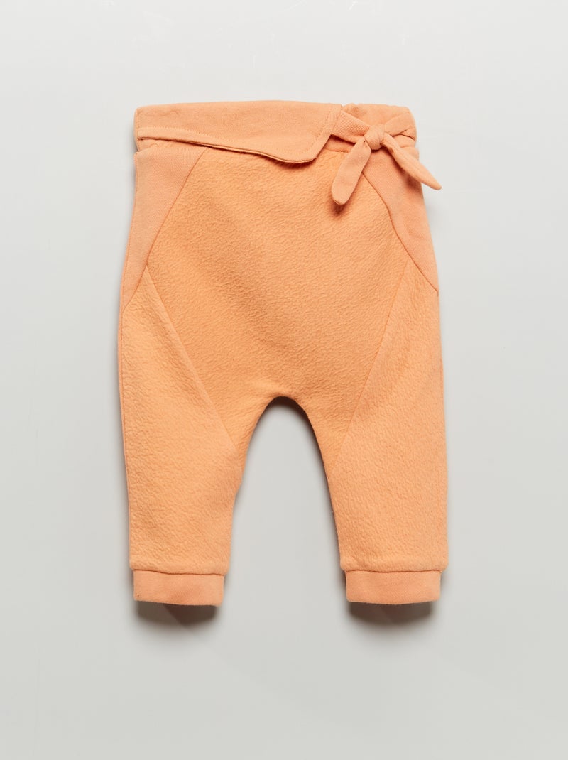 Sarouel in maglia goffrata con fiocco fantasia BEIGE - Kiabi