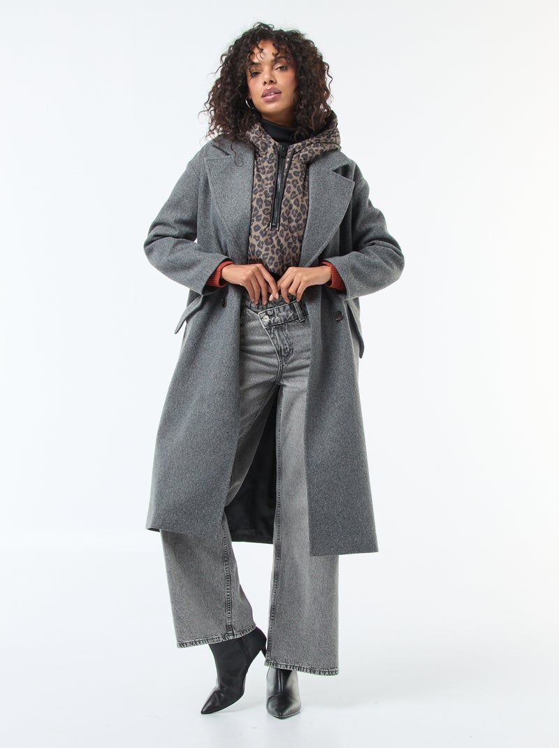 Scaldacollo con cappuccio e zip Marrone - Kiabi