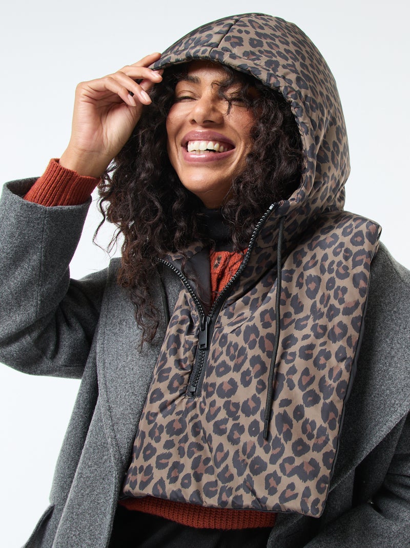Scaldacollo con cappuccio e zip Marrone - Kiabi