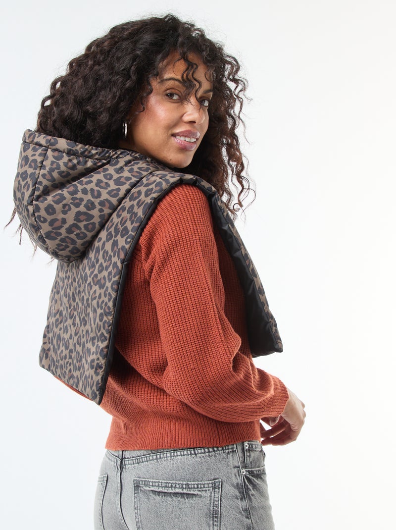 Scaldacollo con cappuccio e zip Marrone - Kiabi