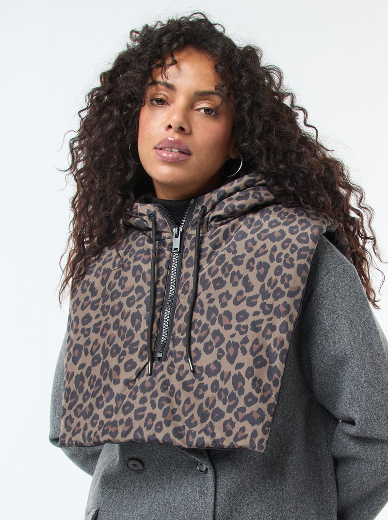 Scaldacollo con cappuccio e zip Marrone - Kiabi