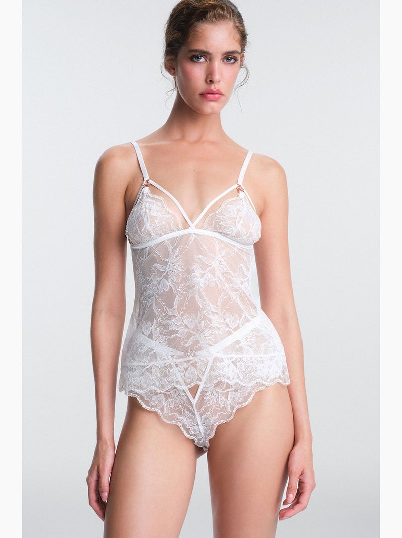 Scarlett floreale in pizzo, teddy con scollo a v e senza ferretto penti Bianco sporco - Kiabi