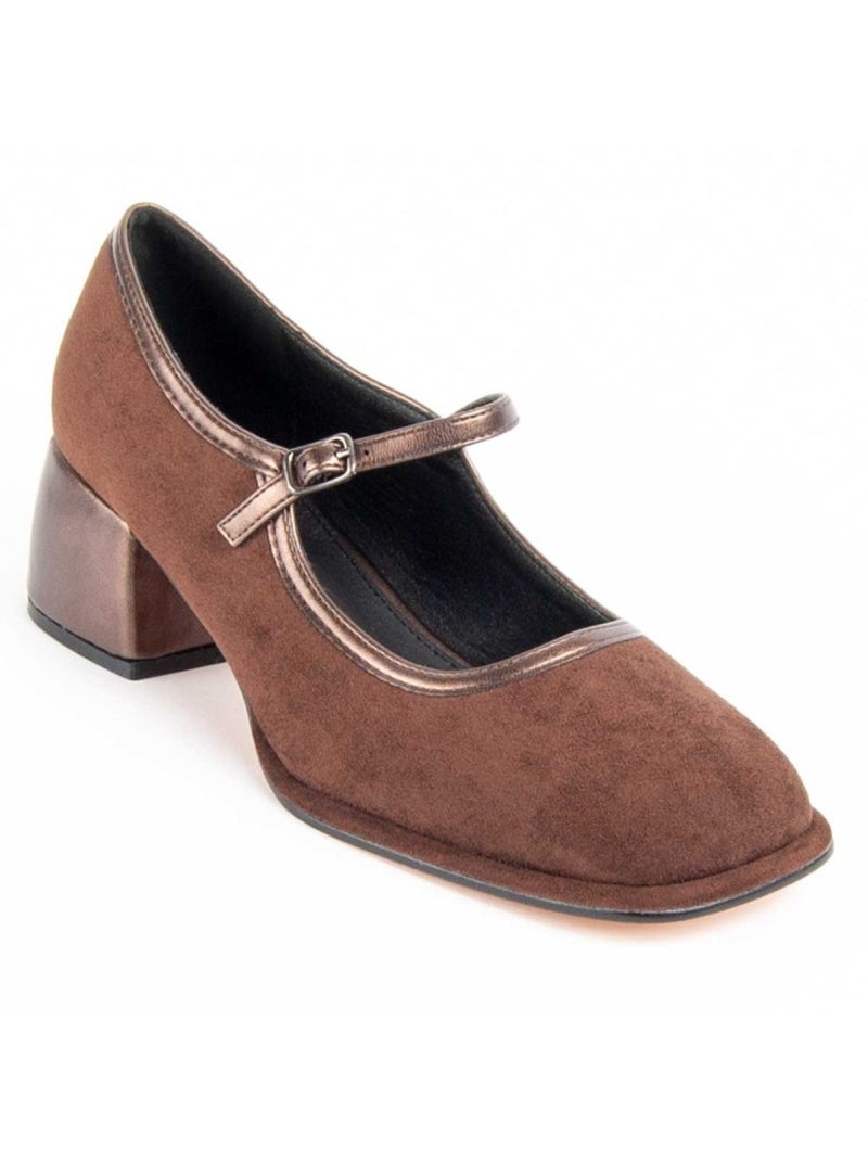 Scarpa Con Tacco Materiale Sintetico E Tessile Montevita Marrone - Kiabi