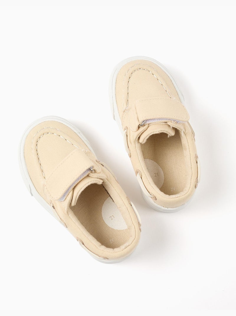 Scarpe da barca in canvas con chiusura a strappo Beige scuro - Kiabi