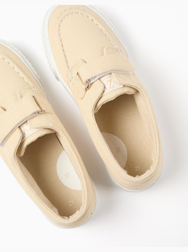Scarpe da barca in tela con chiusura a strappo Beige scuro - Kiabi