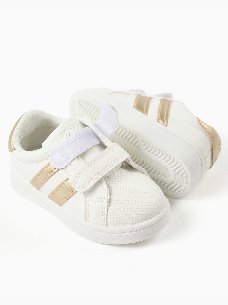 Scarpe da ginnastica a righe con chiusura a strappo Dorato/Oro - Kiabi