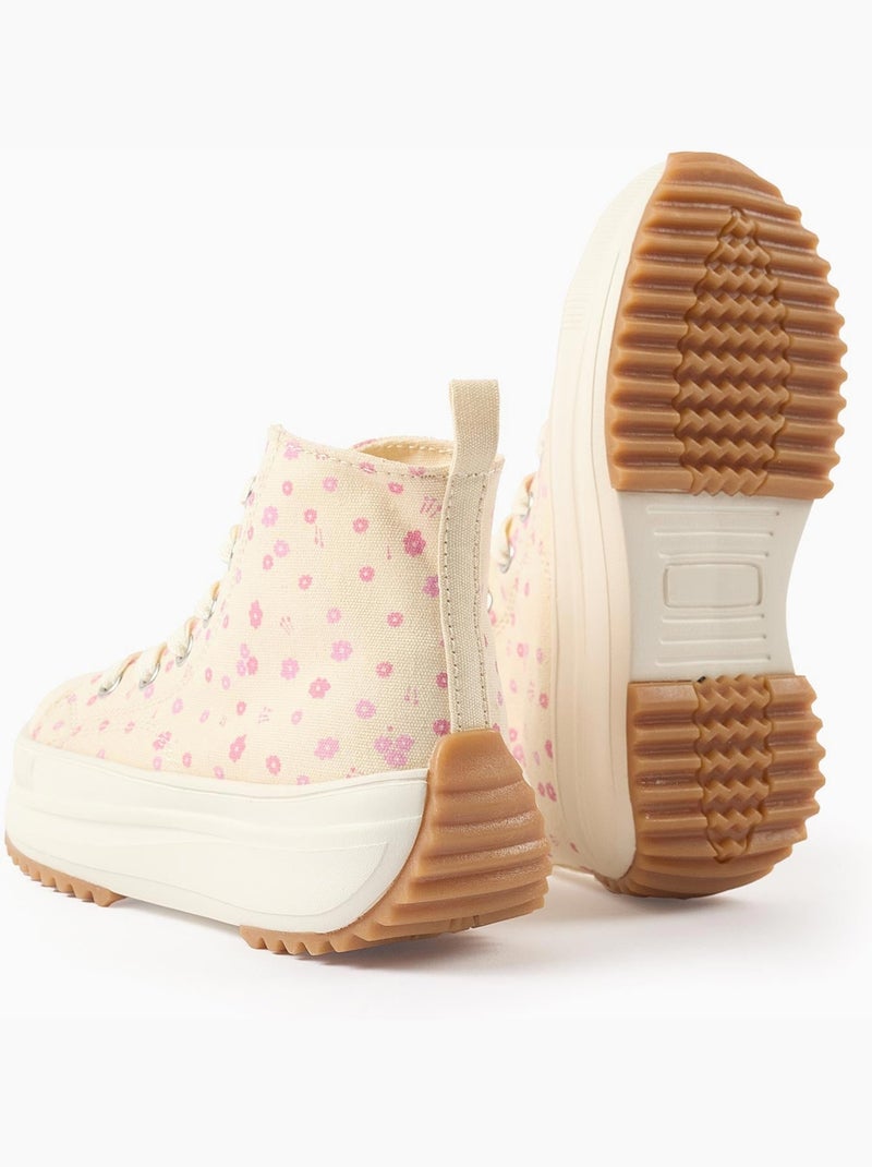 Scarpe da ginnastica alte in canvas con motivo floreale Bianco - Kiabi