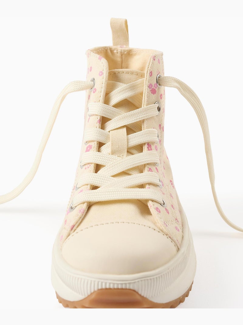 Scarpe da ginnastica alte in canvas con motivo floreale Bianco - Kiabi