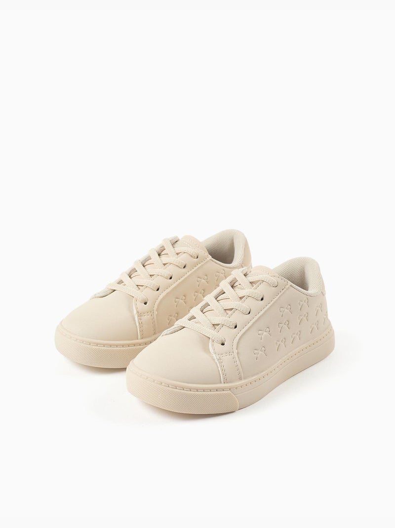Scarpe da ginnastica con fiocchi in rilievo e lacci elastici Beige - Kiabi