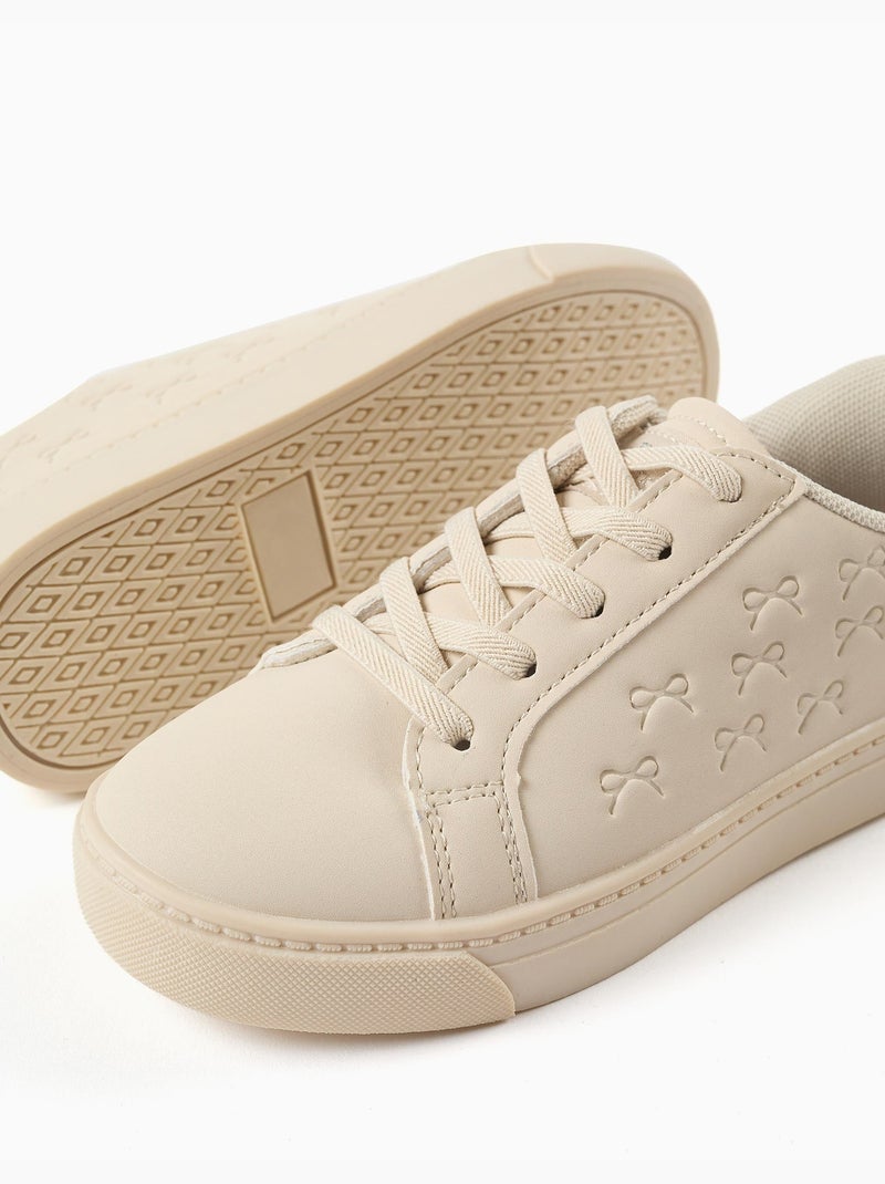 Scarpe da ginnastica con fiocchi in rilievo e lacci elastici Beige - Kiabi