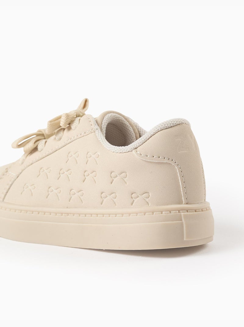 Scarpe da ginnastica con motivo testurizzato con fiocchi Beige - Kiabi