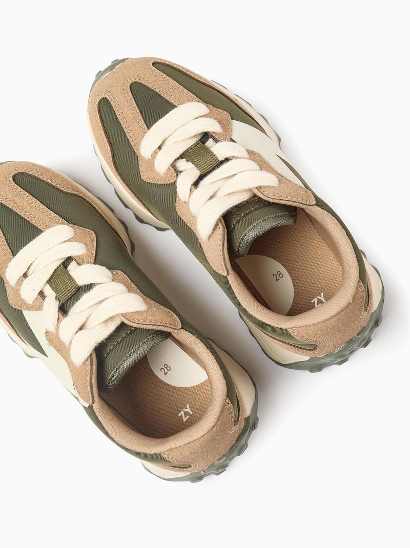 Scarpe da ginnastica dual-fabric con laces superlight runner Verde scuro - Kiabi