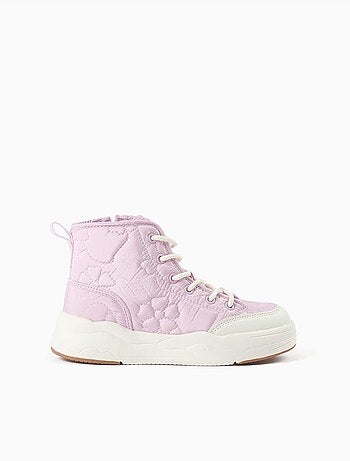 Scarpe da ginnastica imbottite alte con ricamo floreale