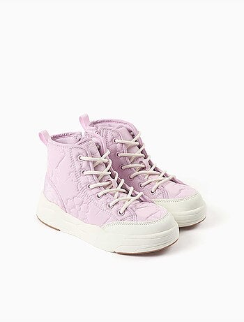 Scarpe da ginnastica imbottite alte con ricamo floreale